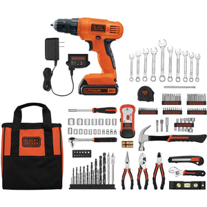 BLACKDECKER 20-Volt Lithium-Ion Cordless Drill-Driver With 128-Piece Project Kit, LD120128PKWM